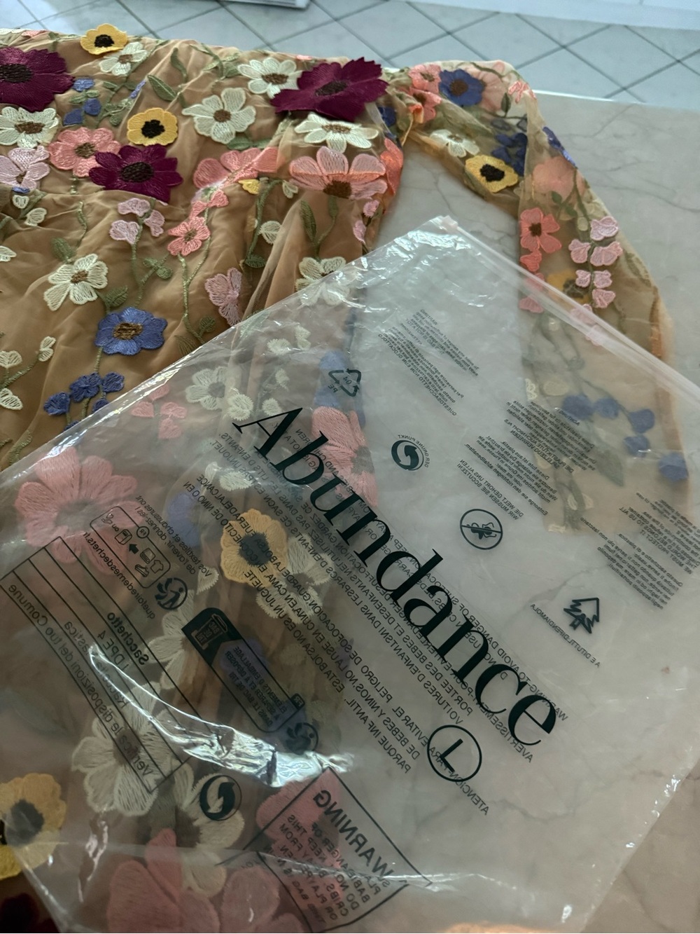 Embroidered Floral Sheer Maxi Dress – Multicolor on Nude - Picture 8 of 8